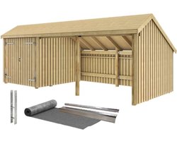 Multi tuinhuis dubbele deur / open 15,5 m2 onbehandeld compleet 248 x 635 x 250 cm - Type C