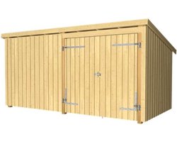 Multi tuinhuis dubbele deur/dicht 9,5 m2 onbehandeld 218 x 432 x 220 cm - Type A