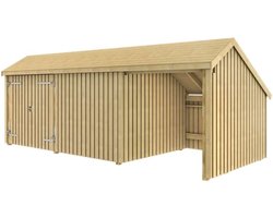 Multi tuinhuis dubbele deur/dicht/open 15,5 m2 onbehandeld 248 x 635 x 250 cm - Type A