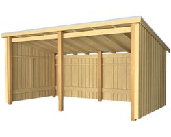 Multi tuinhuis open 9,5 m2 onbehandeld incl dakleer/alu strips 218 x 432 x 220 cm - Type B