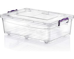Multibox met wielen - Opbergbox bak - Ruimte besparen - Onder bed past - 38 x 61 x 16 cm
