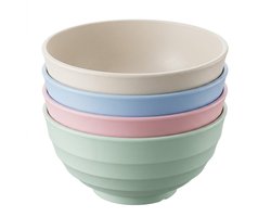 Multicolor camping servies kommen set dames en heren 4 delige PP ontbijtkommen set lichtgewicht onbreekbare soepkommen voor kamperen picknick reizen en dagelijks gebruik