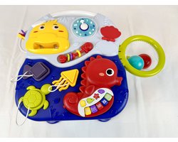 Multifunctioneel Babyspeelgoed - Muzikale Speeltafel met Piano en Bal om te Gooien - Elektronisch Educatief Speelgoed voor Baby’s en Peuters - Interactieve Tafel voor Motorische Ontwikkeling - Zeepaardje Thema - Speel- en Leerplezier met Geluid