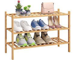 Multifunctioneel Bamboe Schoenenrek - Opbergrek voor Schoenen, Planten, Boeken - 3 Niveaus - Woonkamer, Hal, Slaapkamer, Badkamer