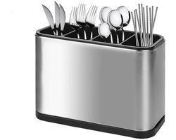 Multifunctioneel bestekrek - keukengerei houder - bestekopbergdoos - keukengereirek - bestekrek met 4 vakken - zilver - 18*8,7*13 cm - roestvrij staal