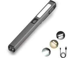 Multifunctioneel COB Werklicht - Pen Clip LED Zaklamp van Aluminiumlegering - USB Oplaadbaar voor Auto Reparatuur - Met Sterke Magnetische Bevestiging - 6 Lichtmodi Inclusief Wit Warm en Rood - Draagbaar Ontwerp