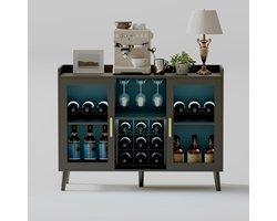 Multifunctioneel Dressoir met Wijnrek en Glashouders - Buffetkast met LED - Koffiebar Meubel - Wijnkast voor Woonkamer & Keuken - 120x40x90 cm