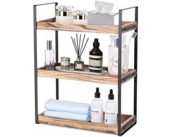 Multifunctioneel Houten Rek met 3 Niveaus voor Keuken en Badkamer