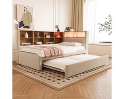 Multifunctioneel Slaapbank 90x200 met Opbergruimte en Uitschuifbed