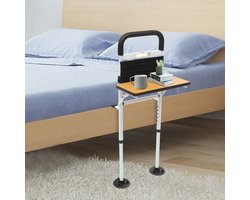 Multifunctioneel Stijlvol Veilig Bed Rail Tafelblad Hoogte Verstelbaar Opbergtas LED-Sensorlamp Detectiehoek 120° Desktop Laptop Tablet Hulp Valbescherming Opvouwbaar Bureaublad Praktisch LED-inductielampje 's Nachts Solide Constructie Bed Rek 4.1KG