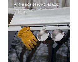 Multifunctioneel Verstelbare Roestvrijstalen Magnetische Gordijnroede - Eenvoudige Installatie - Hangende Staaf met 2 Stuks Magnetische Haken - Campingtafelzijde