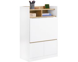 Multifunctioneel vouwbureau - converteerbare plank - laptoptabel - voldoende opslag - 63x93x67cm - ruimtebesparende oplossing