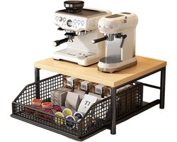 Multifunctioneel Werkbladrek - Opbergrek voor Groenten en Fruit met Uittrekbare Manden, Rek voor Kleine Magnetrons - voor Opbergruimte in De Koffiehoek, Woonkamer of Slaapkamer - Zwart