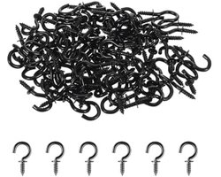 Multifunctionele 100-delige zwarte schroefhaak set voor het ophangen van decoraties, planten en meer