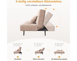 Multifunctionele 3-in-1 Slaapbank met Verstelbare Rugleuning, Babyfluweel, Inclusief 2 Kussens, Compacte Opvouwbare Sofa voor Woonkamer, Logeerkamer en Kleine Ruimtes, 180 x 89 x 78 cm