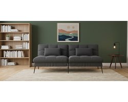 Multifunctionele 3-Zits Slaapbank Zwart – Uitklapbare Sofa Bed met Verstelbare Rugleuning, Futonhoes, Hoekbank en Comfortabele Zit voor Kleine Ruimtes, Studio’s en Logeergasten House&Garden