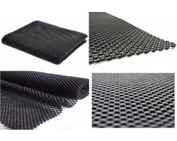 Multifunctionele Anti- Slip mat – Zwart – 125x45cm - Antislipmat Gaas Patroon voor Bureaus en Keukenlades - keuken - gereedschap - pannen.