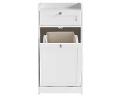 Multifunctionele badkamerkast 40×40×80,2cm wit, stevig MDF, met uitneembare wasmand, lade en bovenste opbergruimte, modern minimalistisch, waterbestendig en makkelijk schoon te maken, stabiel en duurzaam, geschikt voor badkamer/slaapkamer