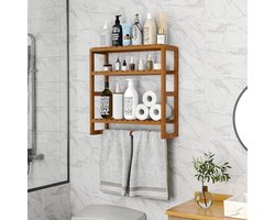 Multifunctionele Bamboe Badkamerplanken - 3-laags Wandopbergorganizer voor Keuken en Woonkamer