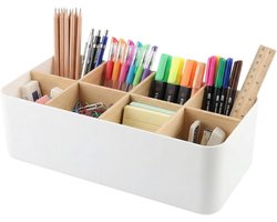 Multifunctionele Bamboe Bureau Organizer met 8 Compartimenten voor Pennen, Remote, Cosmetica en Kantoorbenodigdheden
