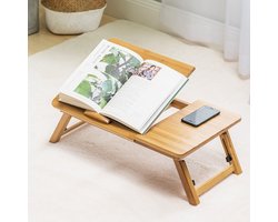 Multifunctionele Bamboe Tafel - Perfect als Laptopstandaard, Tekentafel en Ontbijtblad- Opvouwbaar en Verstelbaar voor Optimaal Comfort Thuis