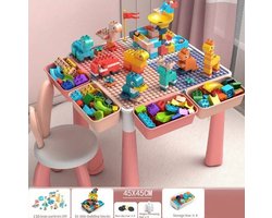 Multifunctionele Bouwblokkentafel voor Kinderen – Creatieve Roze Speeltafel met Opbergruimte – DIY Educatief Speelgoed – Cadeau voor Verjaardag & Feestdagen