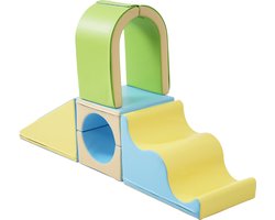 Multifunctionele bouwstenenset 6-in-1 bouwstenenset Kan vrij worden gecombineerd en samengesteld met klimgelegenheid boog en glijbaan Samengesteld uit schuim en PU zacht en veilig met een kleurrijk ontwerp