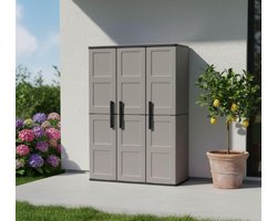 Multifunctionele Buitenkast voor Balkon en Tuin - Stapelbaar en Duurzaam - Grijs/Zwart