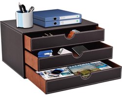Multifunctionele Bureau Organizer met 3 Laden voor Kantoorbenodigdheden, Documenten, Tijdschriften en Make-up Accessoires
