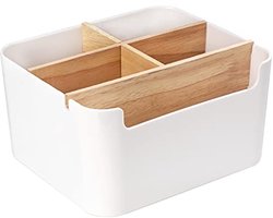 Multifunctionele bureau-organizer met afneembare vakken en opbergdoos van duurzaam hout