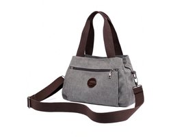 Multifunctionele Canvas Tote Bag Dames - Grote Capaciteit - Schouder, Crossbody & Handtas - Grijs