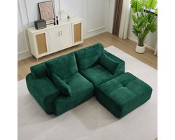 Multifunctionele Corduroy Slaapbank – Opvouwbaar met 2 Armleuningen – 3-in-1 Design – Geschikt voor 2 Personen – Flexibele Opstelling – Te Gebruiken als Logeerbed, Bank en Ligstoel – Woonkamer/Slaapkamer – Groen