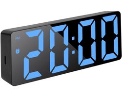 Multifunctionele, creatieve en stijlvolle digitale wekker - LED-display, moderne minimalistische stijl (zwart, blauw)
