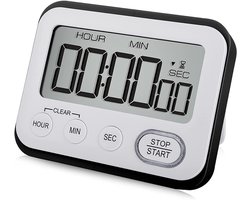 Multifunctionele digitale timer - kookwekker - kookwekker digitaal - kookwekker magnetisch - Grote LCD-timer - Met alarm - Zwart - 9×7,2×2,3 cm - ABS