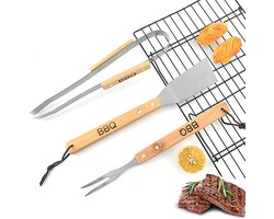 Multifunctionele Grillset - Roestvrij staal en Hout - Set van 3