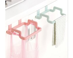 Multifunctionele houder - Licht Roze - 1 Stuk - Afvalzakkenhouder - Handdoek Hanger - Vuilniszak Rekje - Vaatdoek Houder - Keuken Rekje - Kastdeur Afvalzak Houder - IXEN
