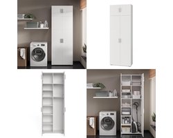 Multifunctionele Kast – Hoge Opbergkast 80 x 183 cm – Kantoorkast met Deuren en Verstelbare Legplanken – Dossier- en Schoenenkast – Wit Houtlook Modern Design – Industrialhome