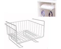 Multifunctionele Kast opbergmandje wit - Keuken organizer-  Hangmandjes voor in de kledingkast- inschuif mand | Keuken| Slaapkamer| Kast accessoire