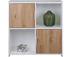 Multifunctionele kast Pepeto | 77 x 30 x 77 cm | Open en gesloten opbergruimte | Kleur: Wit