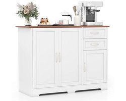 Multifunctionele Keukenkast met Werkblad, Dressoir en 2 Laden - Wit, 100 x 40 x 78 cm