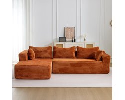 Multifunctionele L-vormige Corduroy Slaapbank–Zacht & Comfortabel–2-in-1 Design–Geschikt voor 3 Personen–Corduroy Stof –Flexibele Opstelling – Te Gebruiken als Logeerbed, Bank en Ligstoel–Voor Woonkamer/Slaapkamer-Moderne Bank Zonder Montage –Bruin