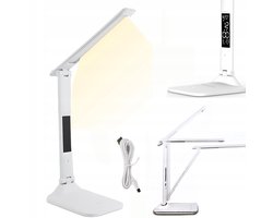 Multifunctionele LED-bureaulamp - met thermometer en kalender - 3 instelbare kleurtemperaturen - Antislip rubberen basis - Geschikt voor school, thuis en op kantoor