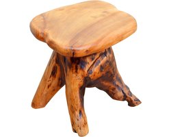 Multifunctionele massief cederen kinderkruk - uniek stuk voor tuinplantenstandaard en bijzettafel - 30x35x36cm Houten kruk