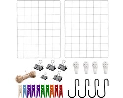 Multifunctionele metalen fotowand voor wanddecoratie, set van 2, wit, 40 x 30 cm.