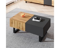 Multifunctionele moderne verrijdbare salontafel 155x55x40 cm – met verborgen opbergruimte, hoogwaardige hout- en metalen constructie, ideaal voor woonkamer & kantoor, eenvoudig te monteren