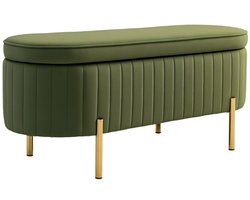 Multifunctionele opbergbank - Opbergbank - Gestoffeerde bank - Bank - woondecoratie - 108x44x43,5 cm - Geschikt voor slaapkamers, woonkamers, hallen en entrees; biedt ruimte voor beddengoed, schoenen en accessoires - Groen