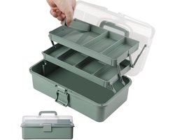 Multifunctionele Opbergbox met 3 Planken en Verstelbare Vakken - 33 cm Organizer voor Knutselspullen en Hobby's