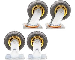 Multifunctionele opbergkarren, 4 robuuste en stille rubberen wielen, wielen voor tafelwagen, tuinaccessoires, 1 wiel van 20 cm, 1