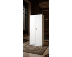 Multifunctionele Opbergkast met Soft-Close Deurdempers en Extra Vak – 8 Planken – 74x180x35 cm – Wit – House&Garden