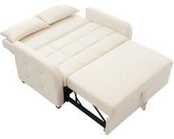 Multifunctionele opklapbare slaapbank - bank met verstelbare rugleuning - voor kleine ruimtes - 180x127 cm - beige